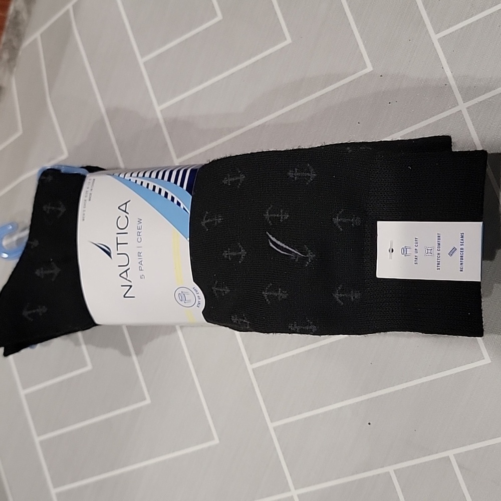 NWT Men's Nautica 5 Pk Crew Dress Socks